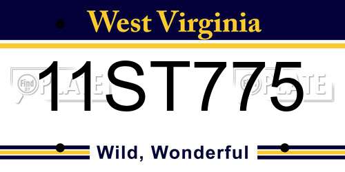 11ST775 West Virginia License Plate