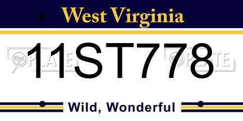 11ST778 West Virginia License Plate