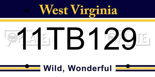 11TB129 West Virginia License Plate