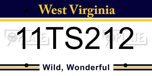 11TS212 West Virginia License Plate