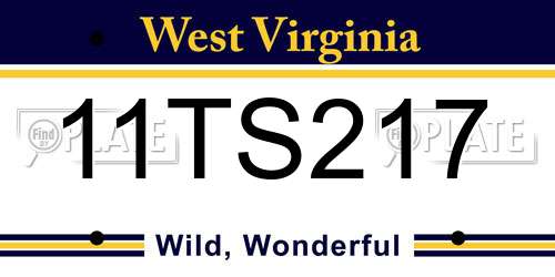 11TS217 West Virginia License Plate