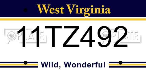 11TZ492 West Virginia License Plate