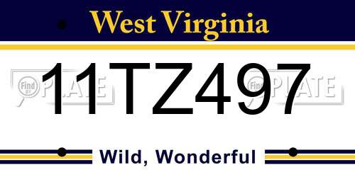 11TZ497 West Virginia License Plate