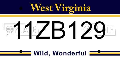 11ZB129 West Virginia License Plate