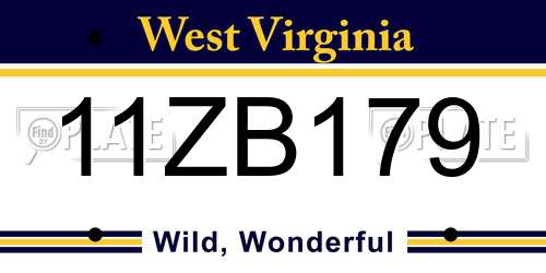 11ZB179 West Virginia License Plate