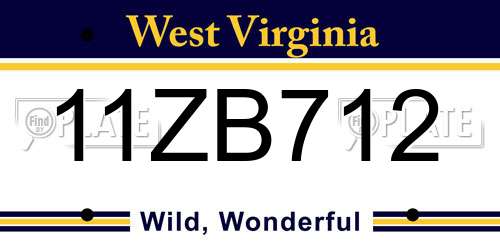 11ZB712 West Virginia License Plate