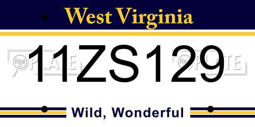 11ZS129 West Virginia License Plate