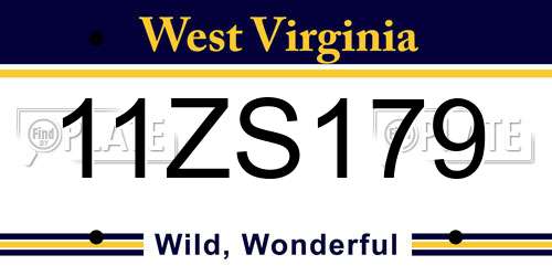 11ZS179 West Virginia License Plate