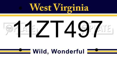 11ZT497 West Virginia License Plate