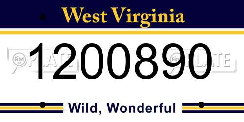 1200890 West Virginia License Plate