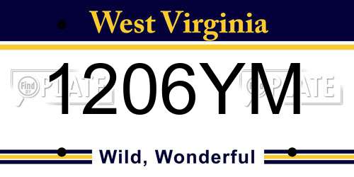 1206YM West Virginia License Plate