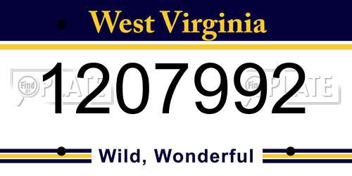 1207992 West Virginia License Plate