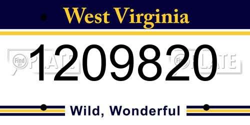 1209820 West Virginia License Plate