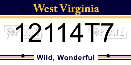 12114T7 West Virginia License Plate