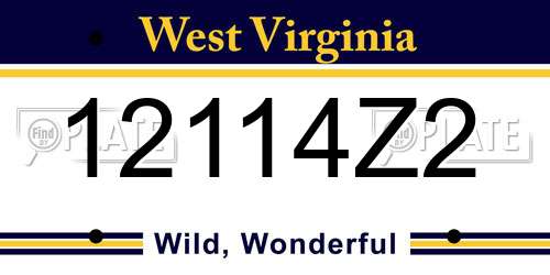 12114Z2 West Virginia License Plate