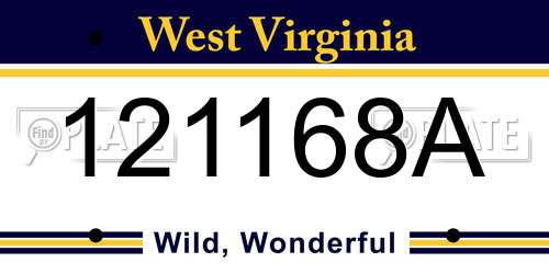 121168A West Virginia License Plate