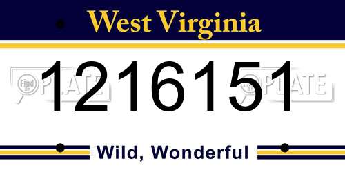 1216151 West Virginia License Plate