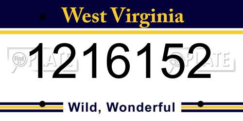 1216152 West Virginia License Plate