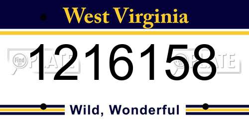 1216158 West Virginia License Plate
