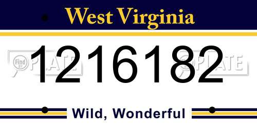 1216182 West Virginia License Plate