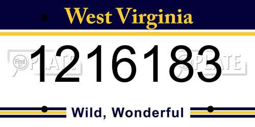 1216183 West Virginia License Plate