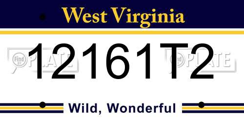 12161T2 West Virginia License Plate