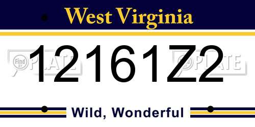 12161Z2 West Virginia License Plate