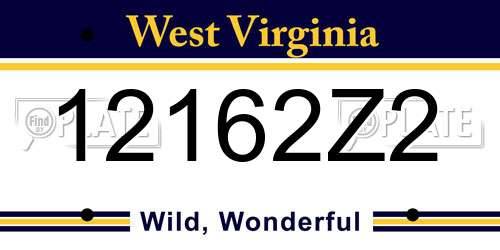12162Z2 West Virginia License Plate