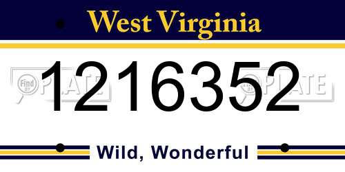 1216352 West Virginia License Plate