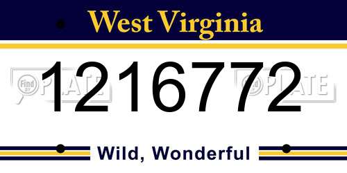 1216772 West Virginia License Plate