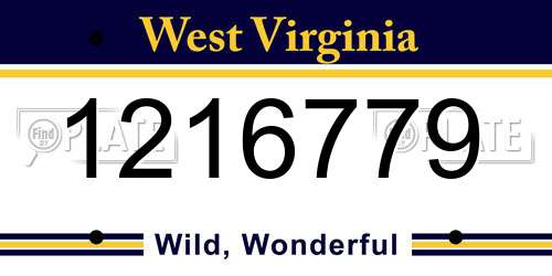 1216779 West Virginia License Plate