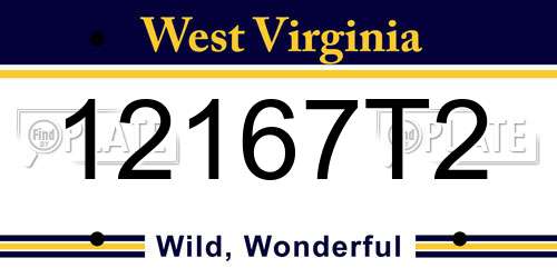 12167T2 West Virginia License Plate