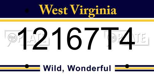 12167T4 West Virginia License Plate