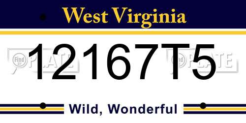 12167T5 West Virginia License Plate