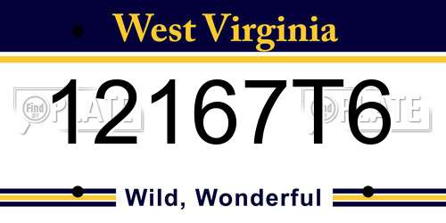 12167T6 West Virginia License Plate