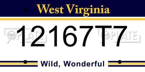 12167T7 West Virginia License Plate