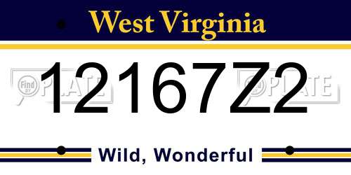 12167Z2 West Virginia License Plate