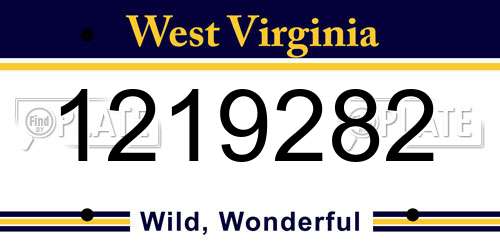 1219282 West Virginia License Plate