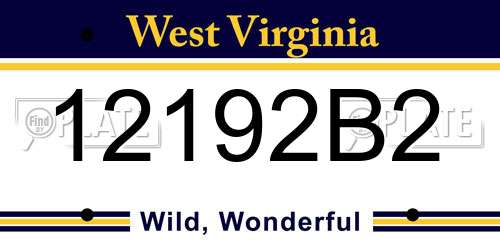 12192B2 West Virginia License Plate