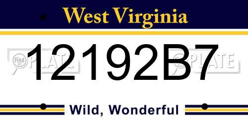 12192B7 West Virginia License Plate