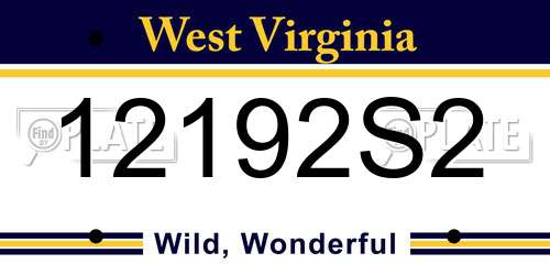12192S2 West Virginia License Plate
