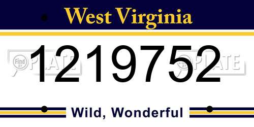 1219752 West Virginia License Plate