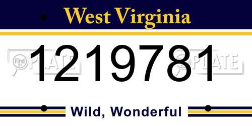 1219781 West Virginia License Plate
