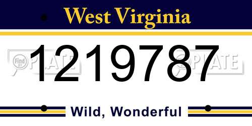 1219787 West Virginia License Plate