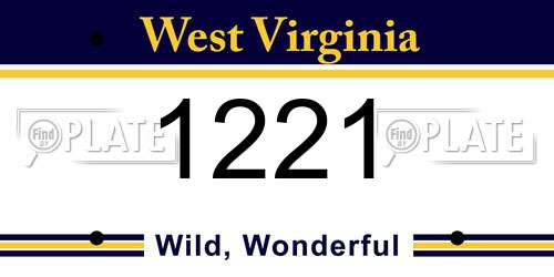 1221 West Virginia License Plate