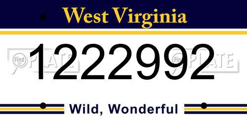 1222992 West Virginia License Plate