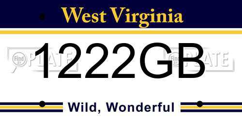 1222GB West Virginia License Plate