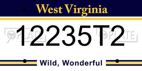 12235T2 West Virginia License Plate