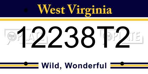 12238T2 West Virginia License Plate