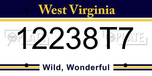 12238T7 West Virginia License Plate